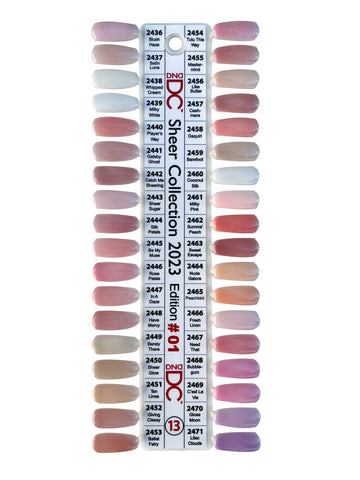 0013- 2024 DND DC DUO GEL SET  - COLOR CHART #13 - #2436 TO 2471 - COLLECTION SET (36 COLORS) -  FREE COLOR CHART