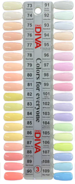 DND DIVA GEL DUO COLLECTION - COLOR CHART #3 (#73 TO #109)