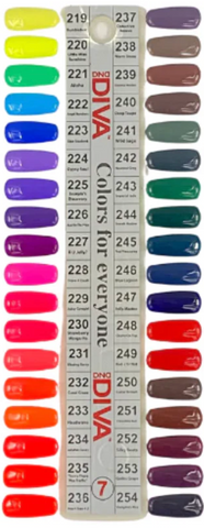 DND DIVA GEL DUO COLLECTION - COLOR CHART #7 (#219 TO #254)