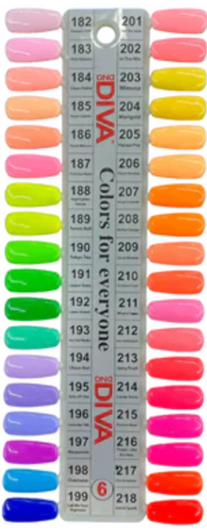 DND DIVA GEL DUO COLLECTION - COLOR CHART #6 (#182 TO #218)