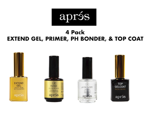 Apres Extend Gel, Primer, pH Bonder, & Top Coat - 4 Pack