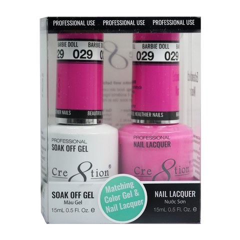 CRE8TION MATCHING COLOR GEL & NAIL LACQUER - 029 Barbie Doll (Neon)