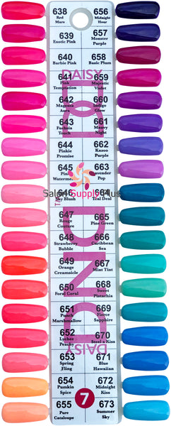 0007 - DND DUO GEL DUO SET  - COLOR CHART #7 SET -#638 TO #673 (36 COLORS)