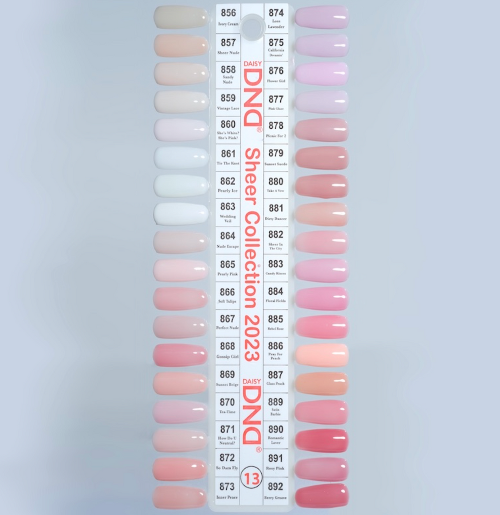 0013 DND DUO GEL DUO SET COLOR CHART 13 SHEER COLLECTION SET 856