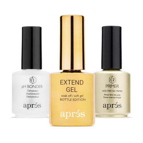 APRÉS Gel-X® Professional Nail Extension Bundle - Gold Bottle Extend Gel, pH Bonder, Non-Acidic Primer