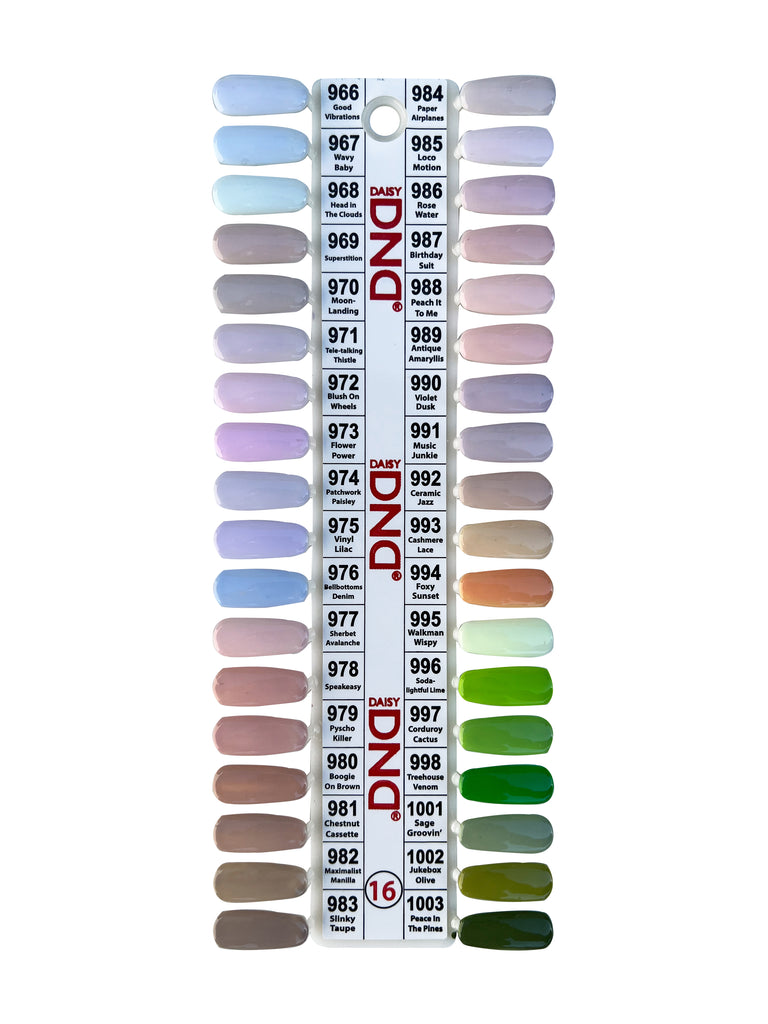 0016- DND DUO GEL DUO SET - COLOR CHART #16 - COLLECTION SET #966 TO 1 ...