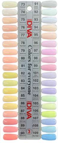 DND DIVA GEL DUO COLLECTION - COLOR CHART #3 (#73 TO #109) - COQUETTE COLLECTION