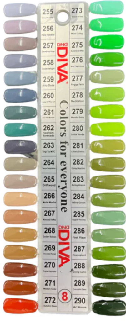 DND DIVA GEL DUO COLLECTION - COLOR CHART #8 (#255 TO #290) - HAPPY TR ...
