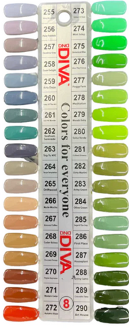 DND DIVA GEL DUO COLLECTION - COLOR CHART #8 (#255 TO #290) - HAPPY TRAILS COLLECTION