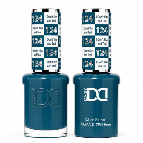 124 I DON'T KISS AND TEAL - DND HEMA FREE & TPO FREE - GEL & LACQUER DUO