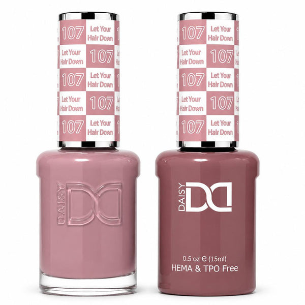 107 LET YOUR HAIR DOWN - DND HEMA FREE & TPO FREE - GEL & LACQUER DUO