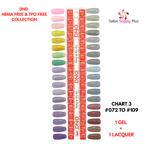 DND HEMA FREE & TPO FREE - GEL & LACQUER SET - CHART #3 (073 TO 109) UP UP & AWAY
