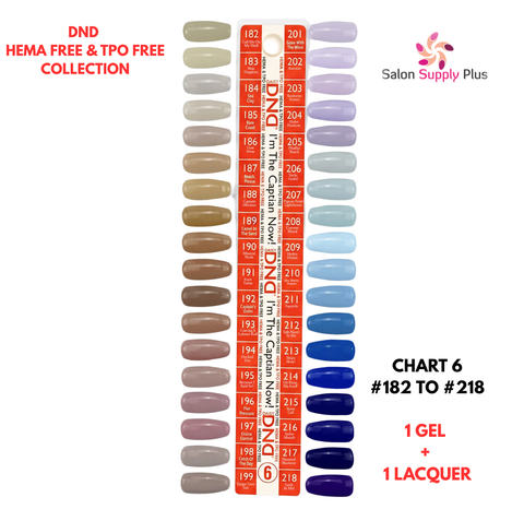 DND HEMA FREE & TPO FREE - GEL & LACQUER SET - CHART #6 (182 TO #218) I'M THE CAPTAIN NOW