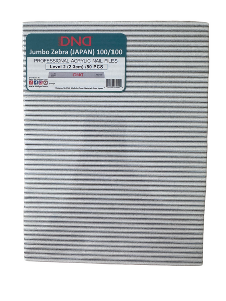 DND - 100/100 JUMBO ZEBRA NAIL FILE - PACK OF 50 - C0012