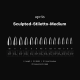 APRES GEL X TIPS - SCULPTED STILETTO MEDIUM - 600 PCS/14 SIZES
