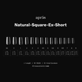 APRES GEL X TIPS - NATURAL SQUARE EXTRA SHORT - 600 PCS/14 SIZES