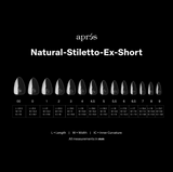 APRES GEL X TIPS - NATURAL STILETTO EXTRA SHORT - 600 PCS/14 SIZES