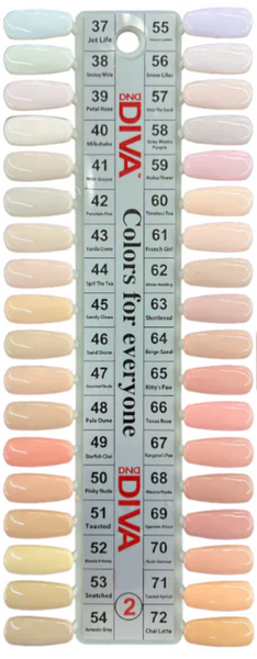 DND DIVA GEL DUO COLLECTION - COLOR CHART #2 (#37 TO #72)