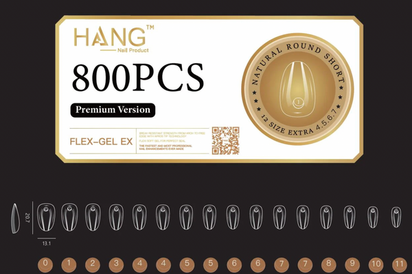 HANG NAIL TIPS - NATURAL ALMOND SHORT - 800 PCS