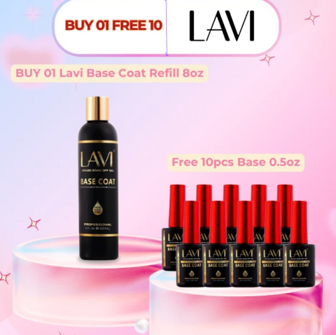 LAVI GEL - GEL BASE COAT REFILL 8 FL OZ + 10 FREE .5 FL OZ BASE   - HEMA & TPO FREE (Copy)