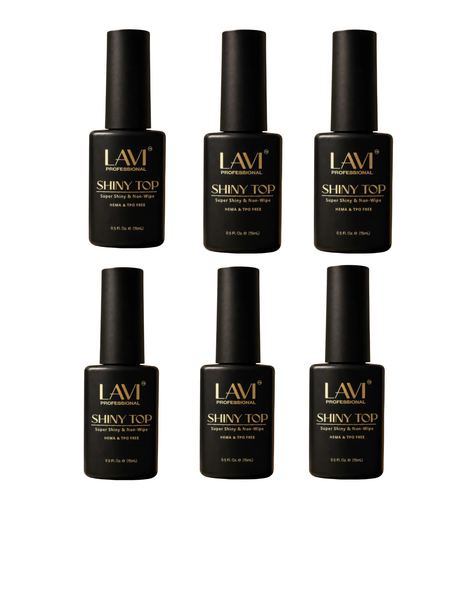 6 PACK - LAVI GEL - SHINY GEL TOP COAT - HEMA & TPO FREE - . 5 FL OZ