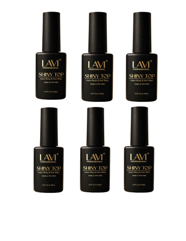 6 PACK - LAVI GEL - SHINY GEL TOP COAT - HEMA & TPO FREE - . 5 FL OZ