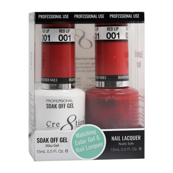 CRE8TION MATCHING COLOR GEL & NAIL LACQUER - 001 RED LIPS