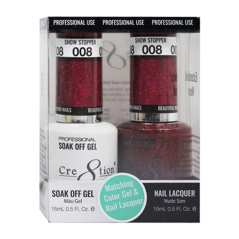 CRE8TION MATCHING COLOR GEL & NAIL LACQUER - 008 Show Stopper (Glitter)