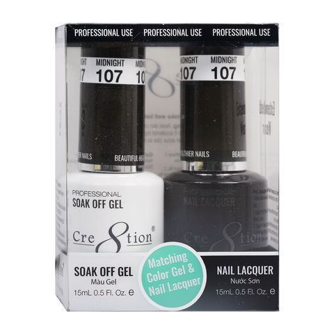 CRE8TION MATCHING COLOR GEL & NAIL LACQUER - 107 Midnight Black