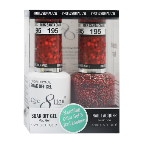 CRE8TION MATCHING COLOR GEL & NAIL LACQUER - 195 Mrs Santa Claus