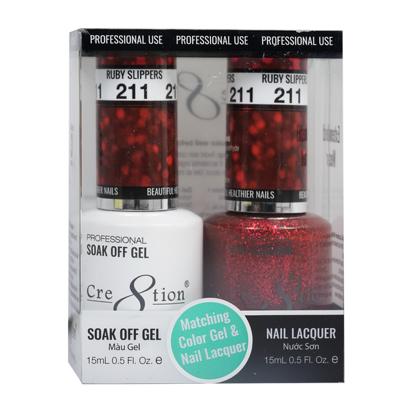 CRE8TION MATCHING COLOR GEL & NAIL LACQUER - 211 Ruby Slippers