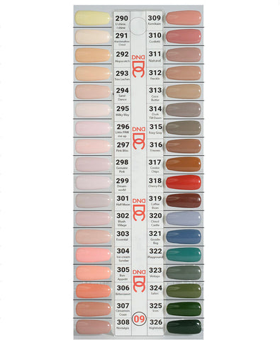 DC Color Chart #9 - #290 TO #326 DND DC GEL - COLOR CHART SAMPLE ONLY