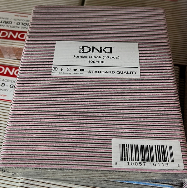 DND - 100/100 JUMBO BLACK NAIL FILE - PACK OF 50 - C0016