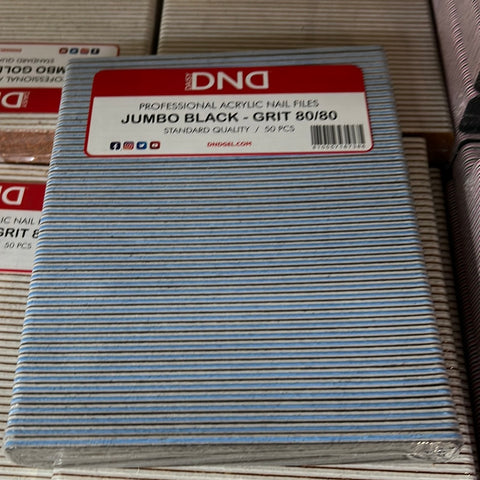 DND - 80/80 JUMBO BLACK NAIL FILE - PACK OF 50 - C0016
