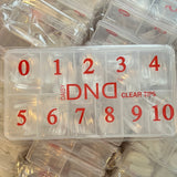 DND Natural Nail Tips - CLEAR - Size #0 to #10 (50 of each size) with case - C0108