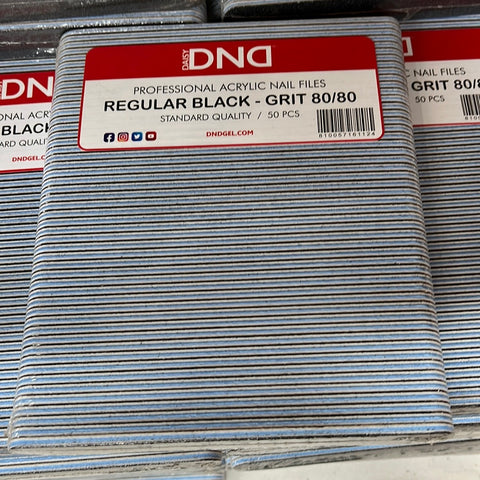 DND - 80/80 REGULAR BLACK NAIL FILE - PACK OF 50 - C0016
